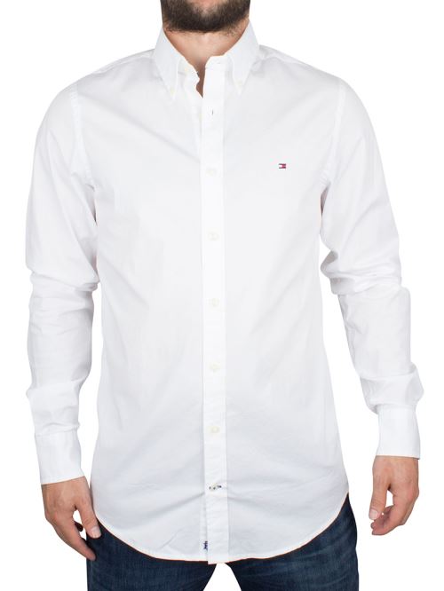 Tommy Hilfiger Homme Slim Fit popeline stretch Logo Shirt, Blanc