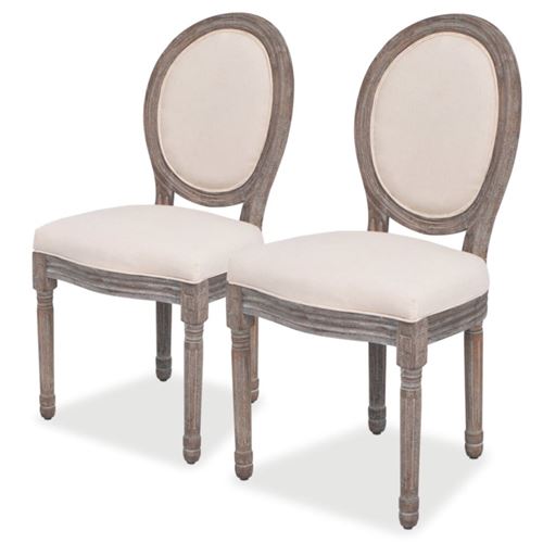 Vidaxl Beige Chaises À Manger Lot De 2 Crème Tissu