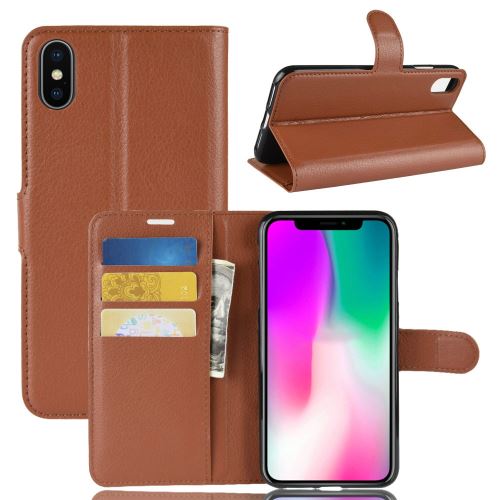 Etui coque en cuir Folio Portefeuille anti-choc pour Samsung Galaxy A30S - Brun