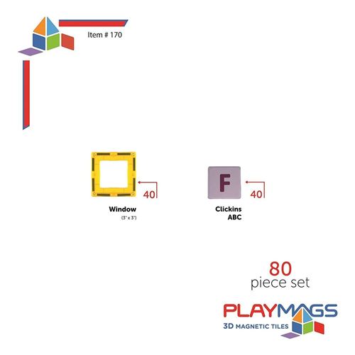 Playmags Ensemble ABC de tuiles magnétiques 3D - 36 pièces