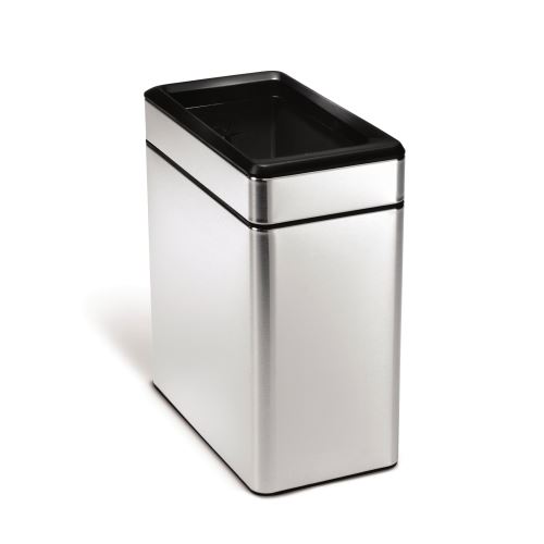 simplehuman Poubelle Étroite Ouverte Acier Inoxydable Brossé 10L
