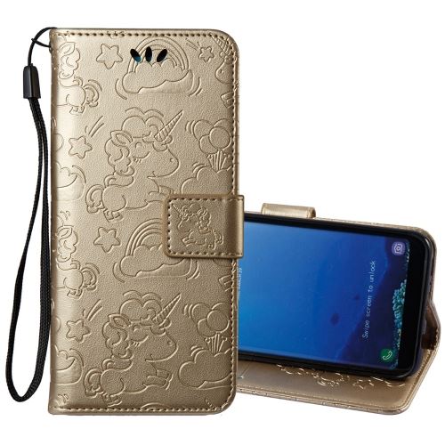 Galaxy S8 + / G955 Housse Etui Cuir PU Gravé Licorne Mignonne Doré ALS52518