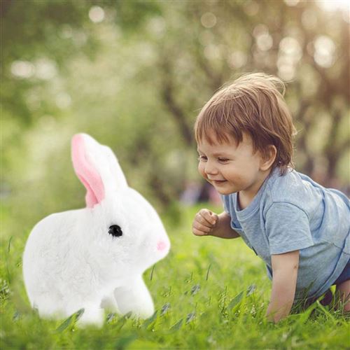 Universal - Robot lapin poil de lapin électronique animal de compagnie  peluche jouet animal interactif marcher sauter jouet cadeau d'anniversaire  enfant