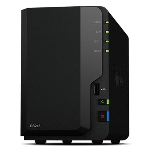 Synology Disk Station DS218 - Serveur NAS - 2 Baies - SATA 6Gb/s - RAID 0, 1, JBOD - RAM 2 Go - Gigabit Ethernet - iSCSI support