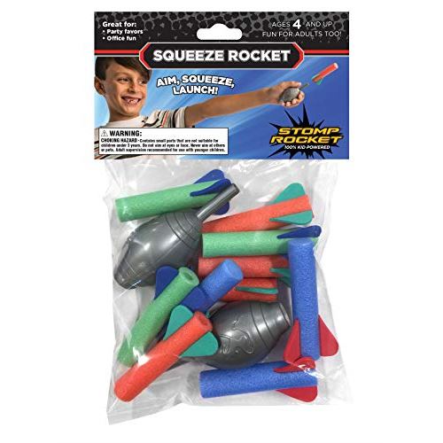 Stomp Rocket Squeeze Rocket 10 Rockets - Outdoor Rocket Toy for Boys and Girls