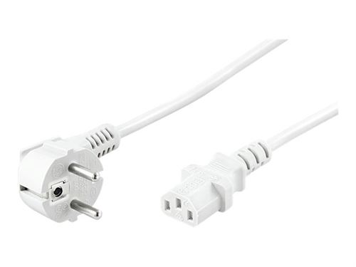 Wentronic Electronic Components Handels Blanc Goobay Nk 101 W - Câble D'alimentation - Power Iec 60320 C13 Pour Power Cee 7/7 (M) - Ca 250 V - 2 M - Connecteur À 90 °