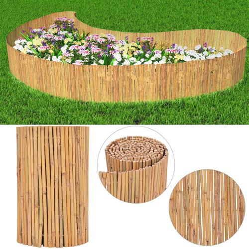 VidaXL Clôture de jardin en bambou extérieure pelouse écran Barrière de bordure de jardin 500 x 50 cm (L x H)