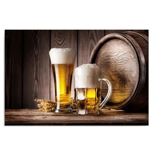 Tableau Art Image imprimée sur toile Cadre déco Canevas Composition Tonneau Biere 100x70