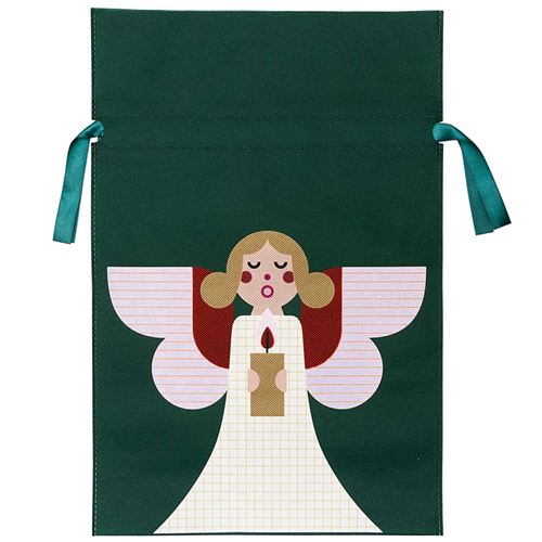 Sac en tissu pour Noël - Grand Format - Ange - 30 x 45 cm