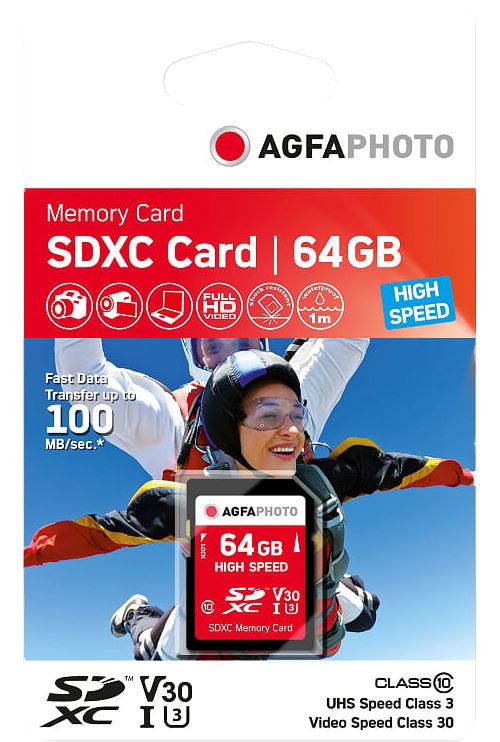 Agfa Photo Carte Mémoire Sdxc 64 Gb Uhs-i U3 V30