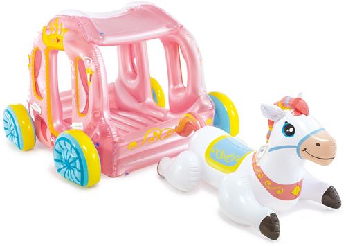 Intex véhicule prinsessenkoetsgonflable avec cheval rose/blanc 145 cm