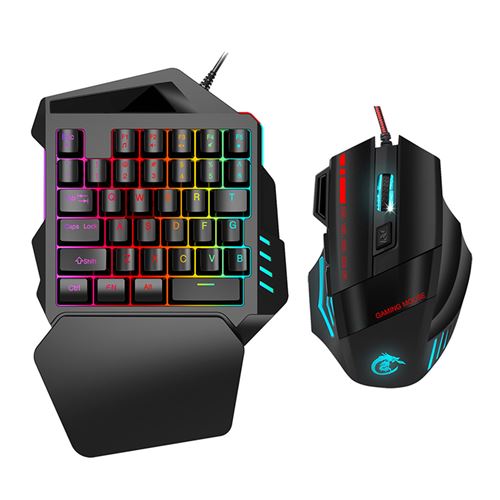 HXSJ J50 Clavier de souris de jeu à une main accessoire d'ordinateur pour Win2000 Android OS X