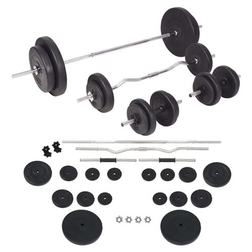 VIDAXL Ensemble d'halt&egrave;res et barres d'halt&egrave;res 90 kg 