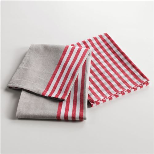 2 torchons 50 x 70 cm coton tisse chef etoile Rouge
