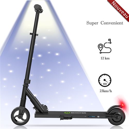 Trotinette électrique pliable noir vitesse maximale 23km/h 5.1AH frein arrière métallique cache câble avec moteur arrière