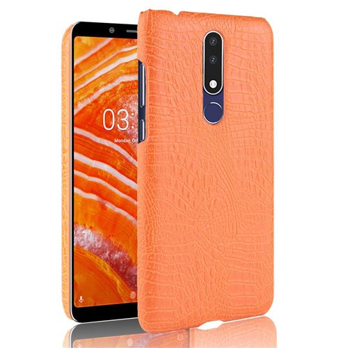 Etui en PU enduit de crocodile orange pour votre Nokia 3.1 Plus