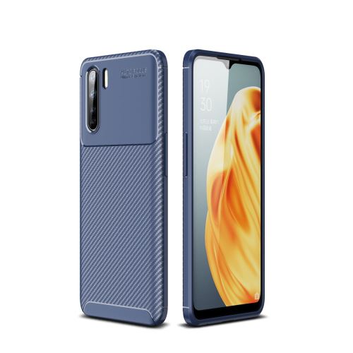 Coque en TPU surface en fibre de carbone résistante aux chutes bleu pour votre Oppo A91