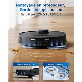 ECOVACS T50 OMNI White Gen2 - Aspirateur Robot avec Station - 21000Pa - Brosse latérale et serpillière Extensibles - ZeroTangle 2.0 - Electroménager ECOVACS T50 OMNI White Gen2 - Aspirateur Robot avec Station - 21000Pa - Brosse latérale et serpillière Extensibles - ZeroTangle 2.0 - Electroménager