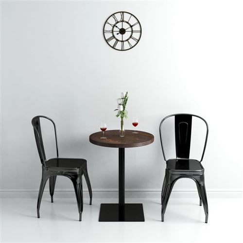 Vidaxl Bistrotafel Rond 60X75 Cm Mdf En Staal Donker Essenkleur 245609 - Image 3
