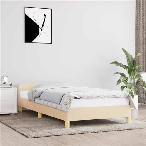 VIDAXL - Cadre de lit avec tête de lit - 90x200cm - Crème - Image 2