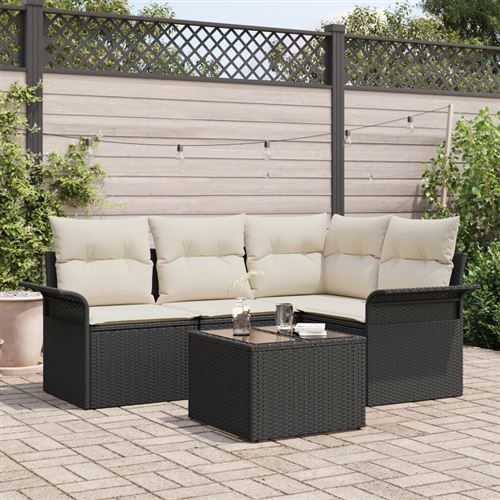 Non Communiqué Marron Ensemble De Canapé De Jardin De 4 Pièces Avec Coussins Poly Rotin, Canapé De Jardin 2 Places Avec Rangement Et Coussins