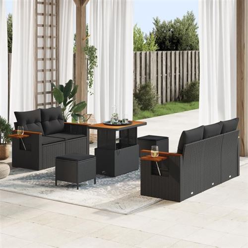 Non Communiqué Noir Canapé De Jardin 8 Pièces Avec Coussins En Rattan Poly Salle À Manger De Jardin 3 Pièces Avec Coussins En Rattan Poly 3363119