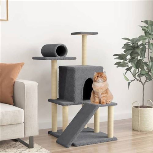 vidaXL Kattenmeubel met sisal krabpalen 110,5 cm donkergrijs 172063
