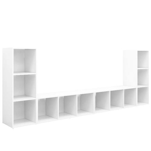 vidaXL Meubles TV 4 pcs Blanc 107x35x37 cm Aggloméré