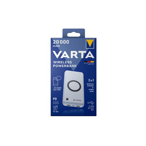 Varta 57909 101 111 banque d'alimentation électrique Lithium Polymère (LiPo) 20000 mAh Recharge sans fil Blanc