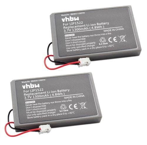 Vhbw 2x Batteries remplacement pour Sony Lip1522 pour manette de jeu (1300mAh, 3,7V, Li-ion)