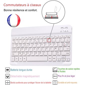 Clavier pour tablette GENERIQUE Clavier HSMY Bluetooth sans Fil Français  AZERTY + Support tablette, Compatible avec Système Android/iOS -  Noir&Blanc