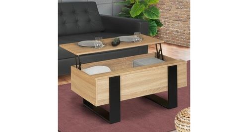 Non Communiqué Noir Table Basse Plateau Relevable Phoenix Bois Et