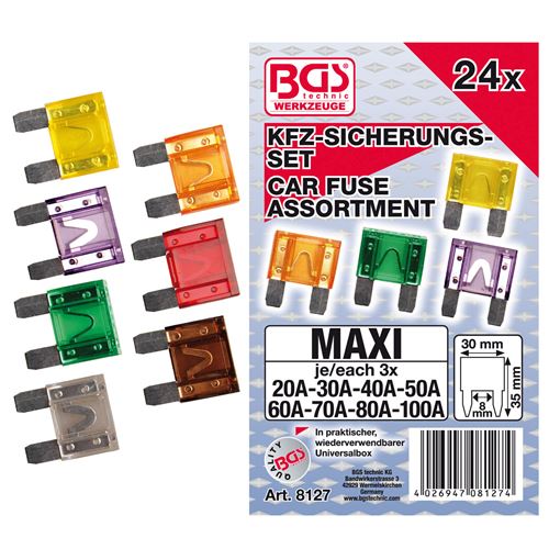 Maxi fusibles assortiment de 24 maxi fusibles - Bgs Technic