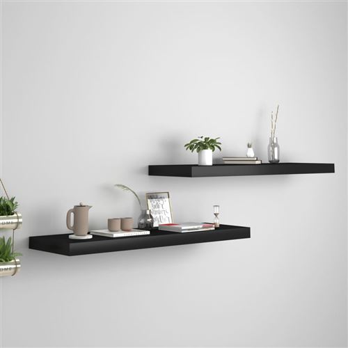 vidaXL Étagères murales flottantes 2 pcs Noir 80x23,5x3,8 cm MDF