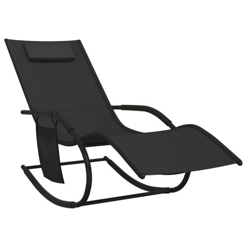 Chaise longue à bascule Noir Acier et textilène