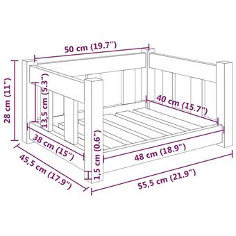 vidaXL Lit pour chien 55,5x45,5x28 cm bois de pin solide