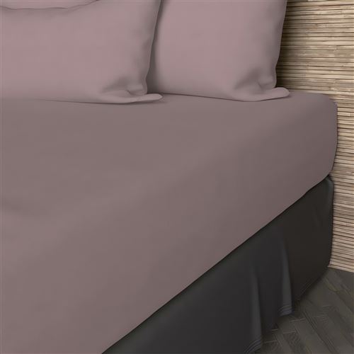 Drap housse en coton 57 fils 90x200 cm UNI vieux rose, par Soleil d'ocre