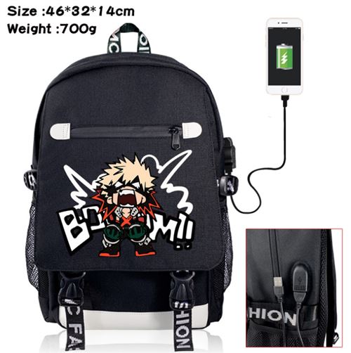 Sac à dos college My Hero Academia avec port de chargement 46*32*14cm - Kaminari Denki