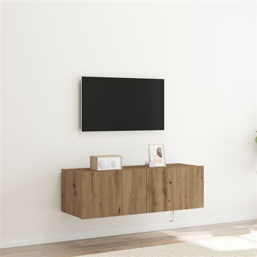  Meuble Tv Mural Avec Led Ch&ecirc;ne Artisanal 100 X 35 X 31 Cm Vidaxl