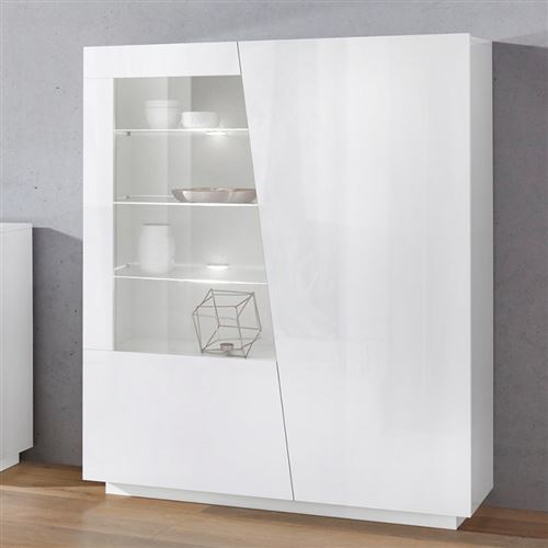 Bibliothèque Avec Vitrine Moderne Salon Design Blanc Vega Bias