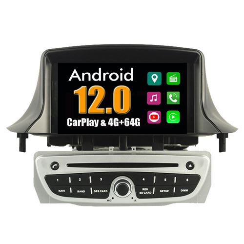 Autoradio CarPlay Multimédia RoverOne Android 4Go RAM 64Go ROM GPS pour Renault Megane 3 Fluence 2009-2011 / Argent