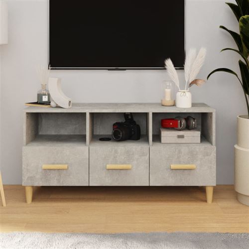 VIDAXL - Meuble TV - Gris Béton - 102 x 36 x 50 cm - Image 3
