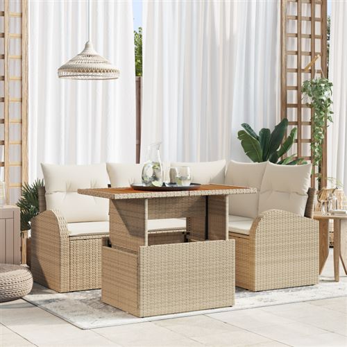 vidaXL Garten-Sofa-Set 5 stk. Beige und Creme