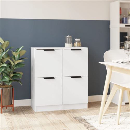 VIDAXL - Buffet - Lot de 2 - 30x30x70 cm - Blanc - Image 2