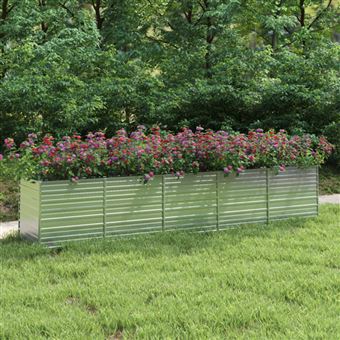 Lit surélevé de jardin 400x80x77 cm Acier galvanisé Argenté - 1