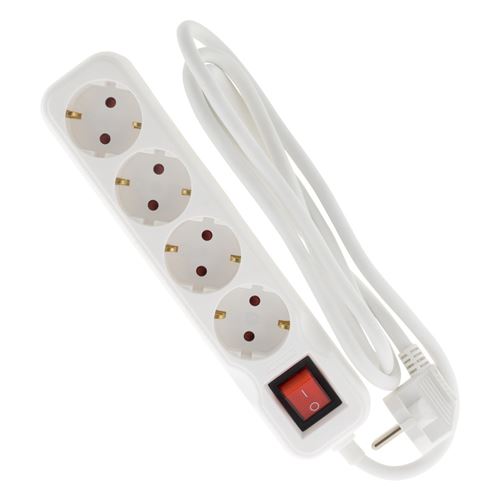 Non Communiqué Blanc Zenitech - Multiprise Schuko + Interrupteur 4X16a - 1,4M