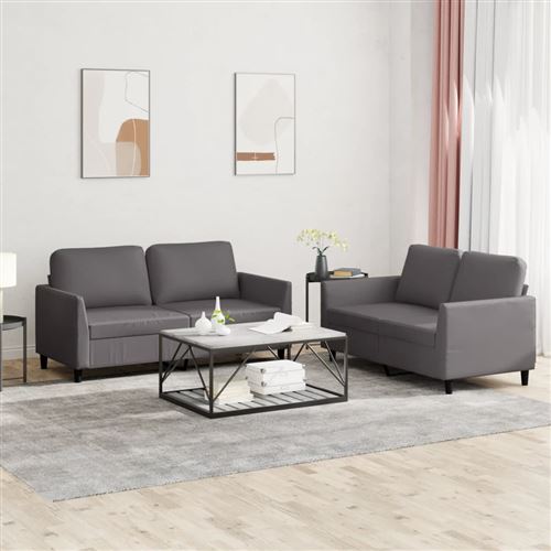Non Communiqué Gris Vidaxl Ensemble De Canapés 2 Pcs Avec Coussins Similicuir3201752