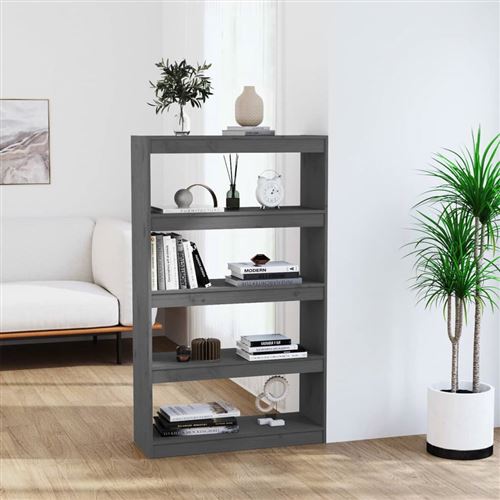 vidaXL Bibliothèque/Séparateur de pièce Gris 80x30x135,5 cm Pin solide