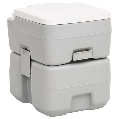 vidaXL Toilette de camping portable gris et blanc 20+10 L PEHD - Tente -  Achat & prix
