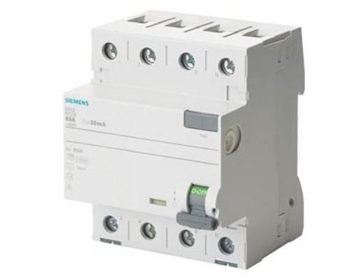 Siemens 5SV33443 RCCB 4-pole 40A 30mA 400V residual current device